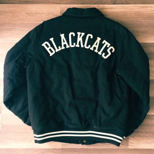 10 Deep Black Cats Varsity Jacket - Image 2
