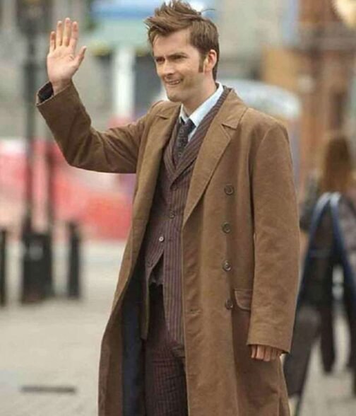10th Doctor Brown Trench Coat - Image 9