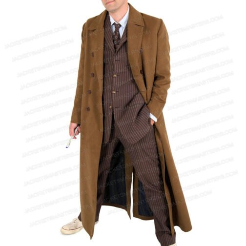 10th Doctor Brown Trench Coat - Image 4