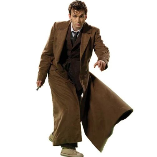 10th Doctor Brown Trench Coat - Image 8