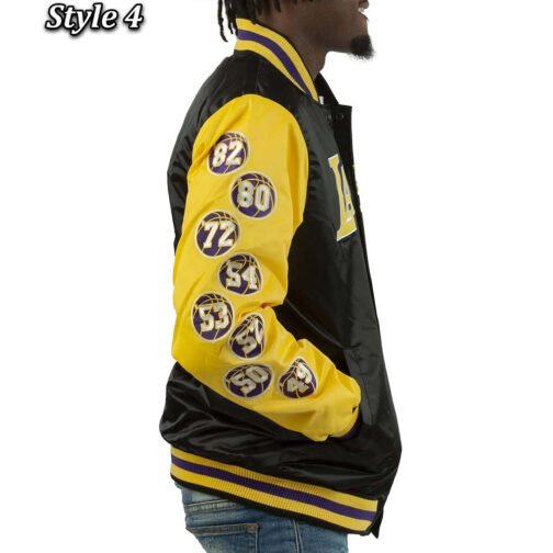 LA Lakers Champs 17 Patches Satin Jacket - Image 15