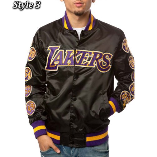LA Lakers Champs 17 Patches Satin Jacket - Image 10