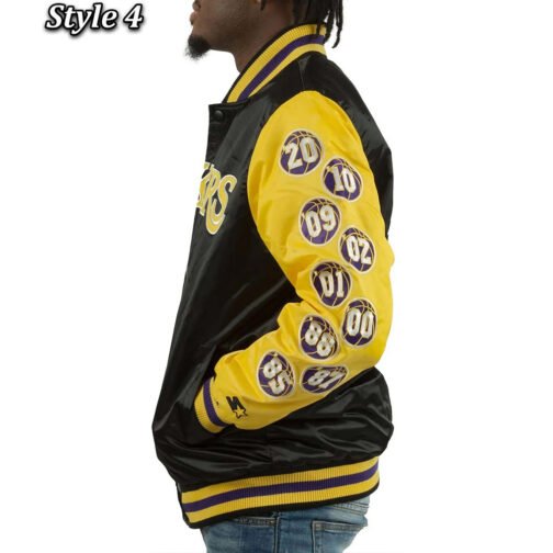 LA Lakers Champs 17 Patches Satin Jacket - Image 16