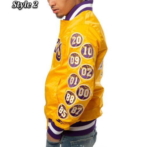 LA Lakers Champs 17 Patches Satin Jacket - Image 8