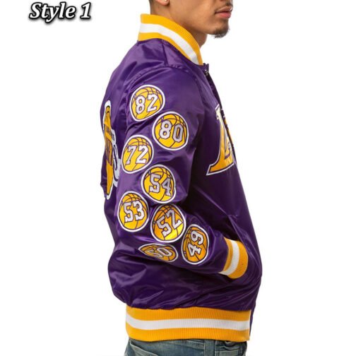 LA Lakers Champs 17 Patches Satin Jacket - Image 4