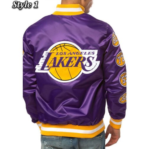LA Lakers Champs 17 Patches Satin Jacket - Image 2
