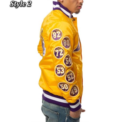 LA Lakers Champs 17 Patches Satin Jacket - Image 9