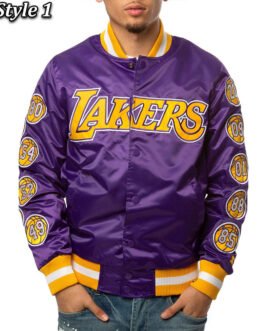 LA Lakers Champs 17 Patches Satin Jacket