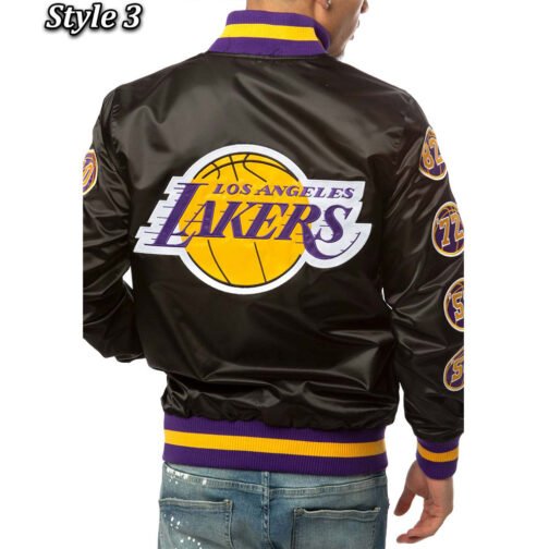 LA Lakers Champs 17 Patches Satin Jacket - Image 11