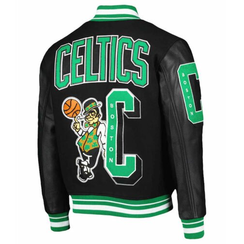 Boston Celtics Mash Up Finals Champions Black Varsity Jacket - Image 2