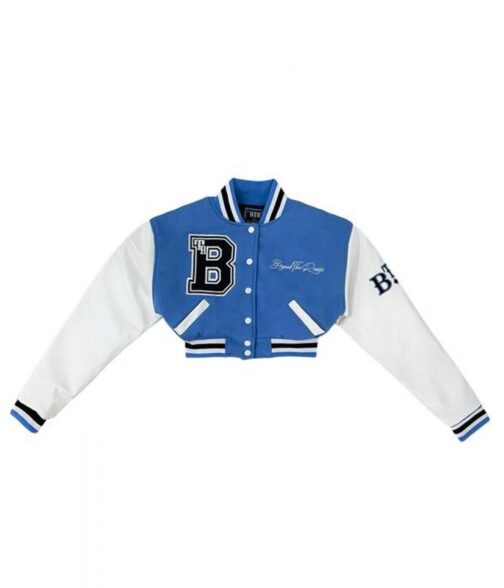 Women’s 1946 Letterman Blue Cropped Jacket - Image 2