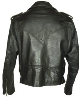 Men’s 1960s Motorcycle Belted Black Leather Jacket
