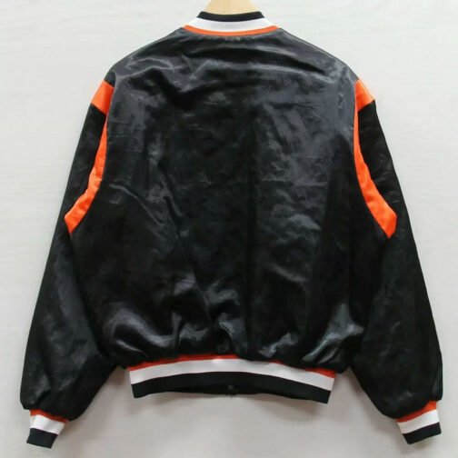 1980s Cincinnati Bengals Bomber Black Satin Jacket - Image 2