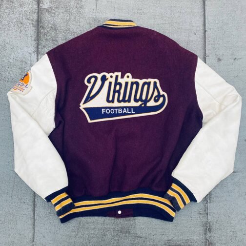 1980’s Minnesota Vikings NFC Champs Patch Varsity Jacket - Image 2