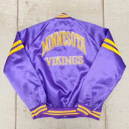 1980’s Minnesota Vikings Spellout Bomber Jacket - Image 2