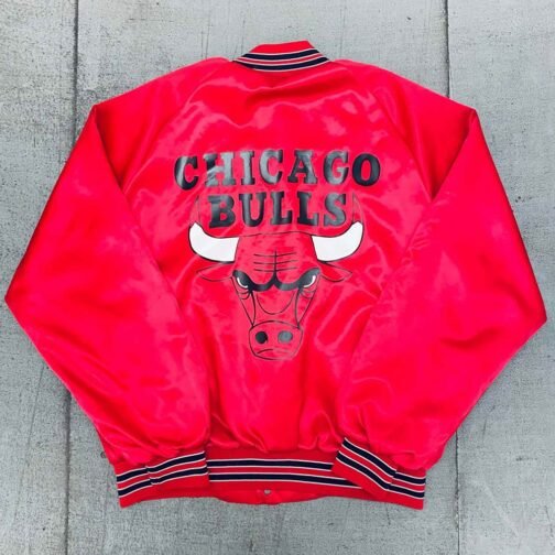 1990’s Chicago Bulls Locker Line Red Satin Jacket - Image 2
