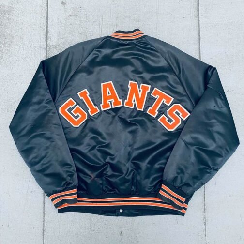 1990’s San Francisco Giants Spellout Navy Satin Jacket - Image 2