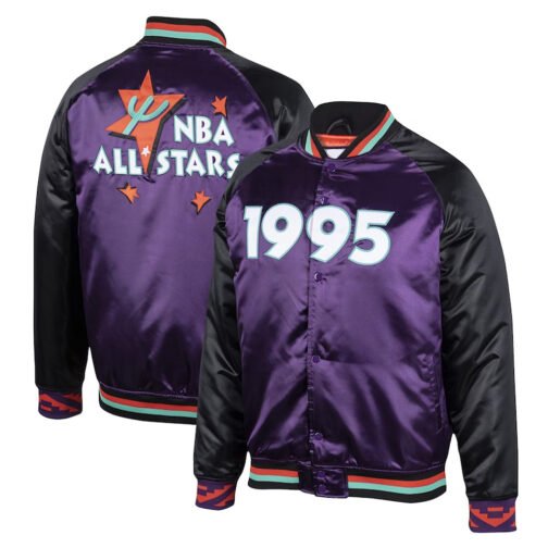 1995 NBA All-Star Game Purple and Black Satin Jacket - Image 3