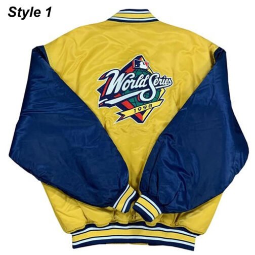 World Series 1998 Dugout Yellow and Royal Blue Satin Jacket