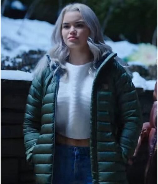 1UP Vivian Lee Puffer Green Hooded Coat - Image 5