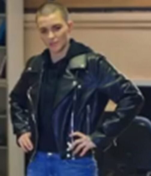 1UP Ruby Rose Biker Black Leather Jacket - Image 9