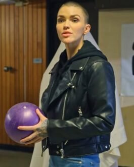 1UP Ruby Rose Biker Black Leather Jacket