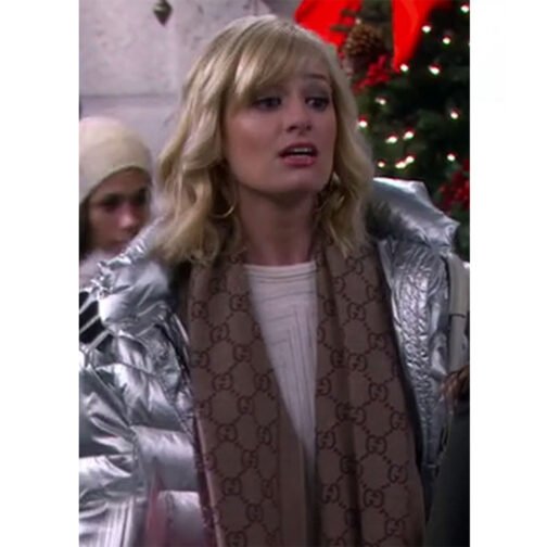 2 Broke Girls S04 Beth Behrs Silver Puffer Jacket - Image 2
