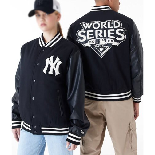 2009 NY Yankees World Series Black Varsity Jacket - Image 6