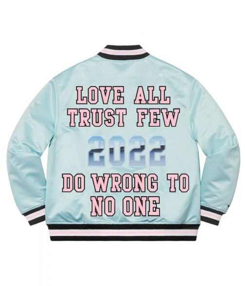 Supreme Love All Trust Few 2022 Varsity Satin Jacket - Image 4
