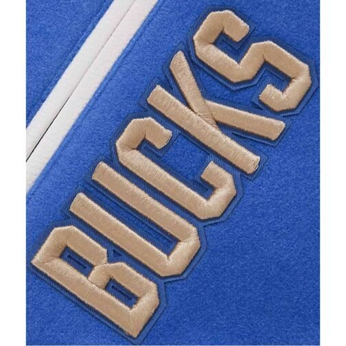 Milwaukee Bucks 2023/24 City Edition Royal Varsity Jacket - Image 4