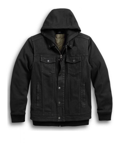 Men’s 3 In 1 Black Denim Motorcycle Jacket