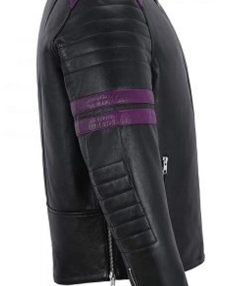 Fight Club Black and Purple Leather Biker Jacket - Image 4