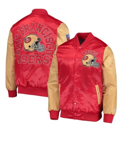 San Francisco 49ers Satin Red and Gold Jacket - Image 3