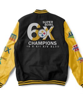 Black/Yellow 6X Champions Pittsburgh Steelers Varsity Jacket