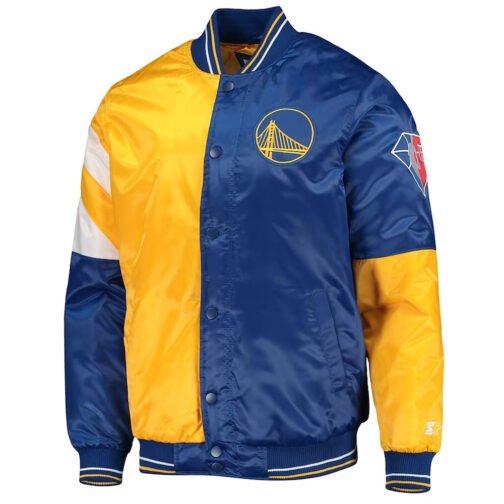 Golden State Warriors Leader Satin Gold/Royal Color Block Jacket