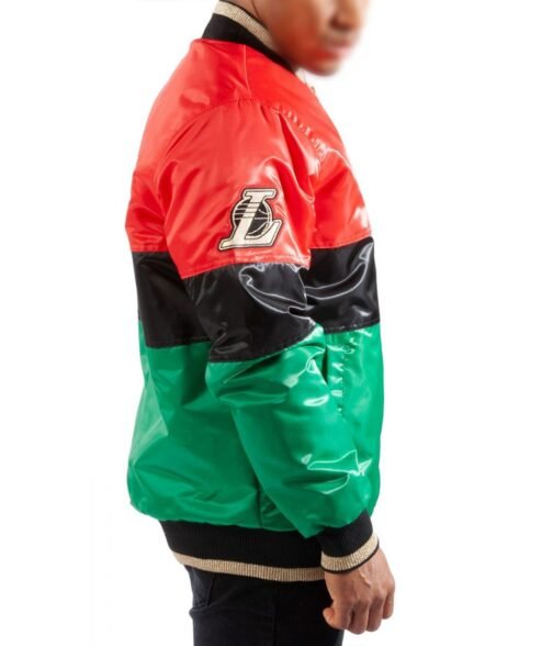 75th Anniversary LA Lakers Satin Color Block Jacket - Image 5