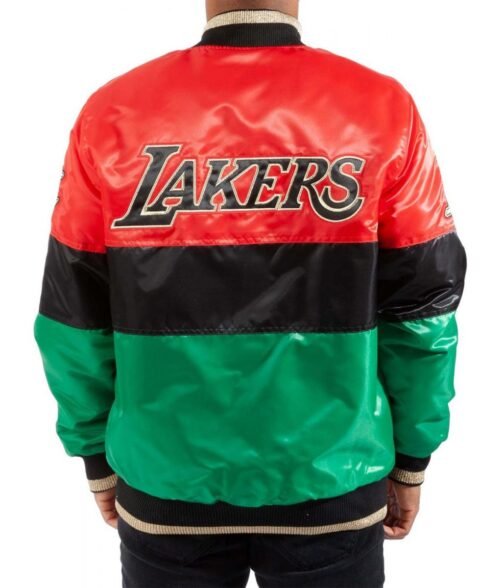 75th Anniversary LA Lakers Satin Color Block Jacket - Image 2