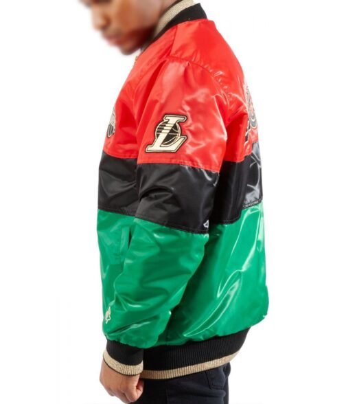 75th Anniversary LA Lakers Satin Color Block Jacket - Image 6