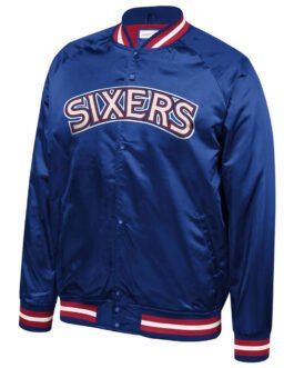 Philadelphia 76ers Sixers Satin Full-Snap Jacket