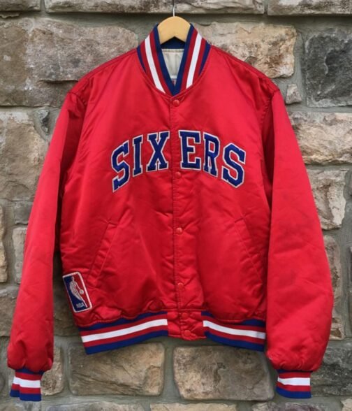 76ers Philadelphia Sixers Vintage Red Jacket - Image 5