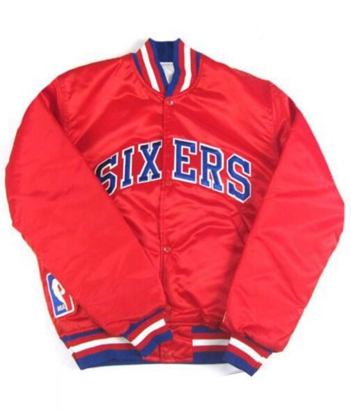 76ers Philadelphia Sixers Vintage Red Jacket - Image 9
