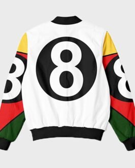 White 8 Ball 90s Vintage Bomber Jacket