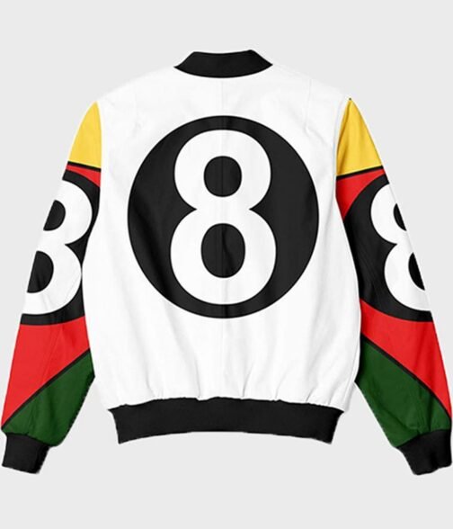 White 8 Ball 90s Vintage Bomber Jacket - Image 2