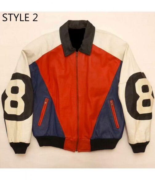 8 Ball Purple/Red Leather Jacket - Image 2