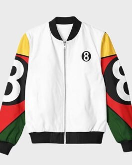 White 8 Ball 90s Vintage Bomber Jacket