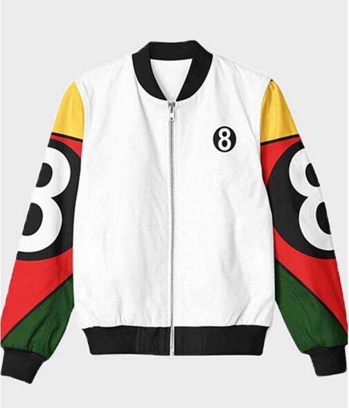 White 8 Ball 90s Vintage Bomber Jacket