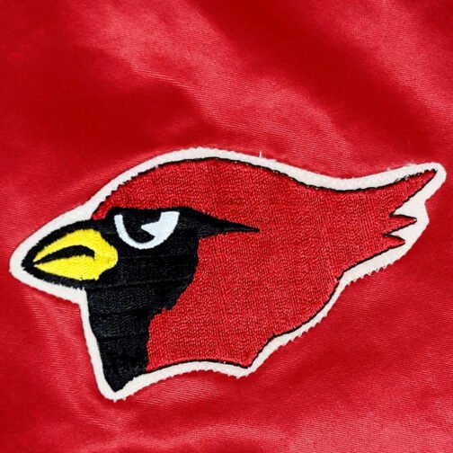 80s Arizona Cardinals Bomber Red Satin Jacket - Image 4