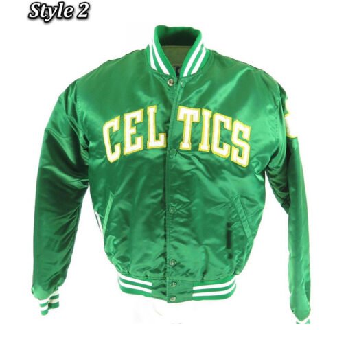 Green 80’s Boston Celtics Satin Jacket - Image 2