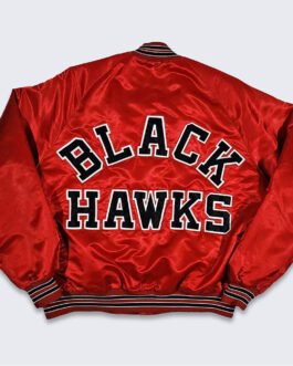 80’s Chicago Blackhawks Red Bomber Jacket