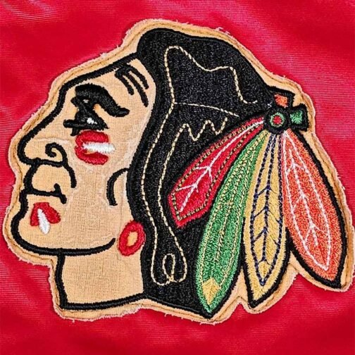 80’s Chicago Blackhawks Red Bomber Jacket - Image 3